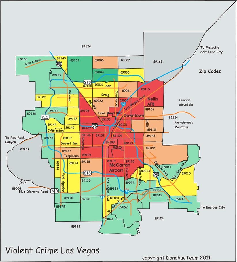 kriminalitet kort over Las Vegas