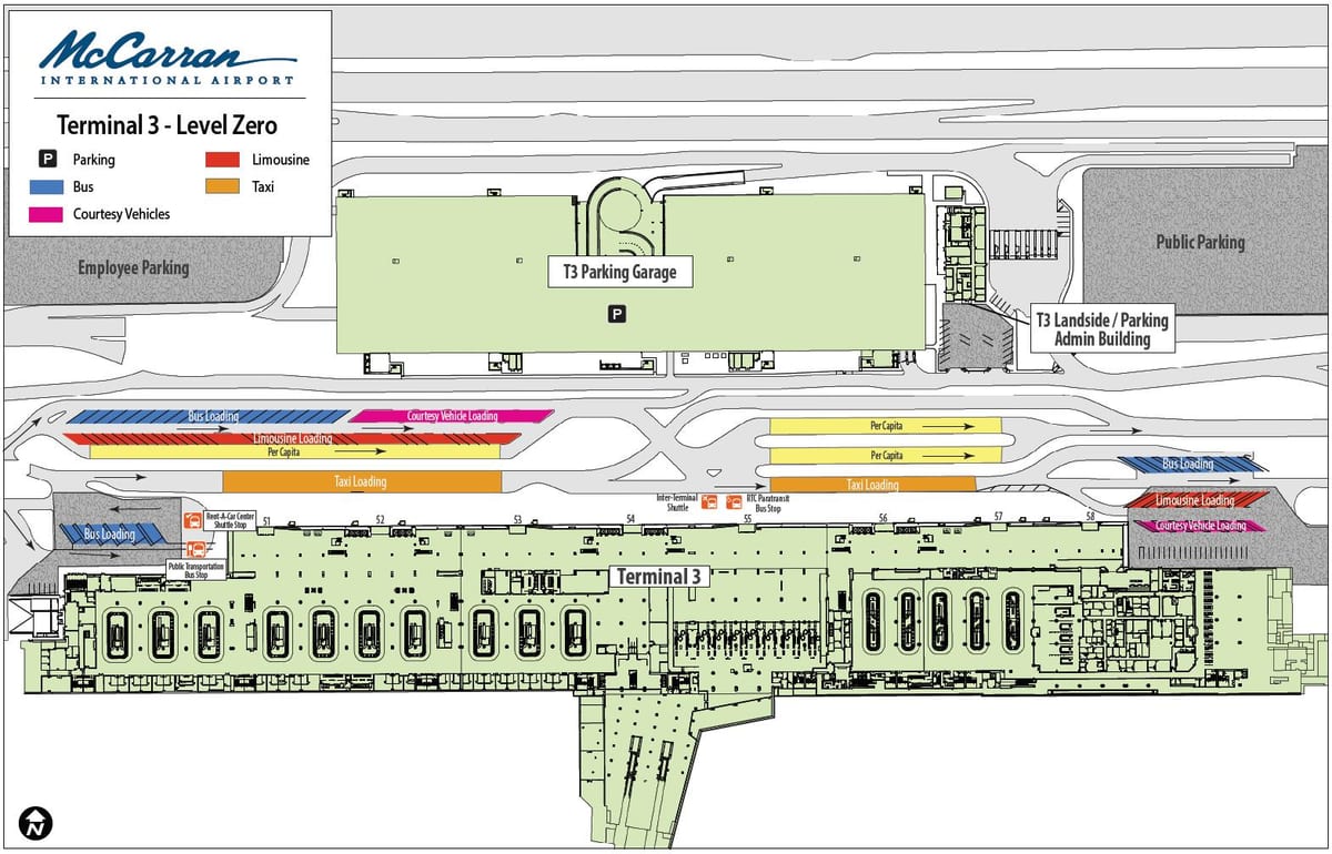 Las Vegas airport kort terminal 3