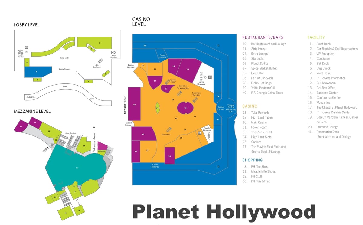 Las Vegas strip kort Planet Hollywood